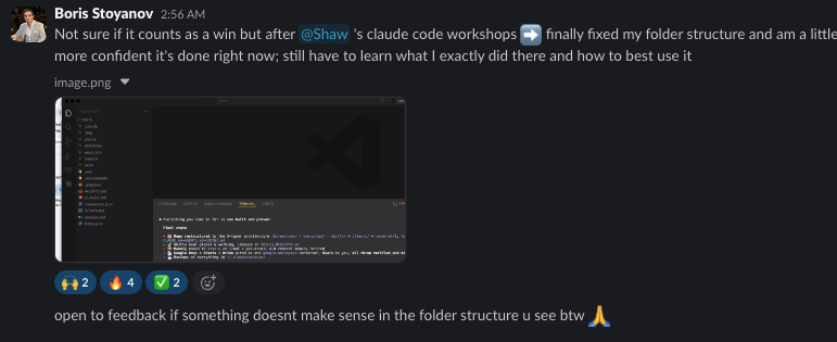 Student result — Claude Code workshop win